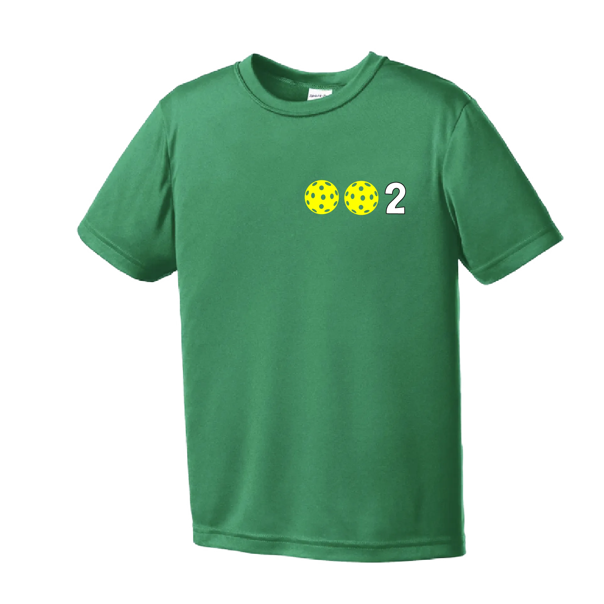 002 Pickleball (Colors Yellow Green White) | Youth Short Sleeve Athletic Shirt | 100% Polyester