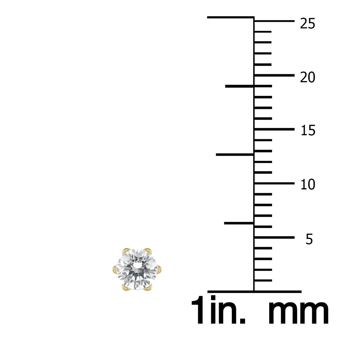 1/2 Carat Tw 6 Prong Round Diamond Solitaire Stud Earrings In 14K Yellow Gold