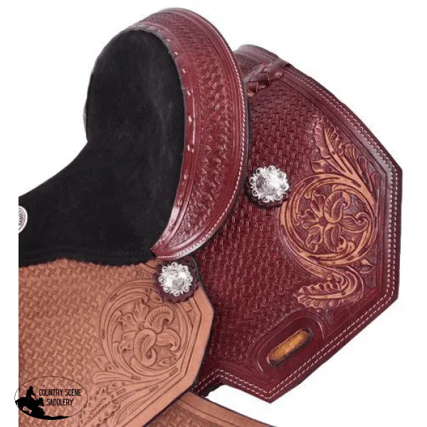 12" Double T youth saddle with floral and basketweave