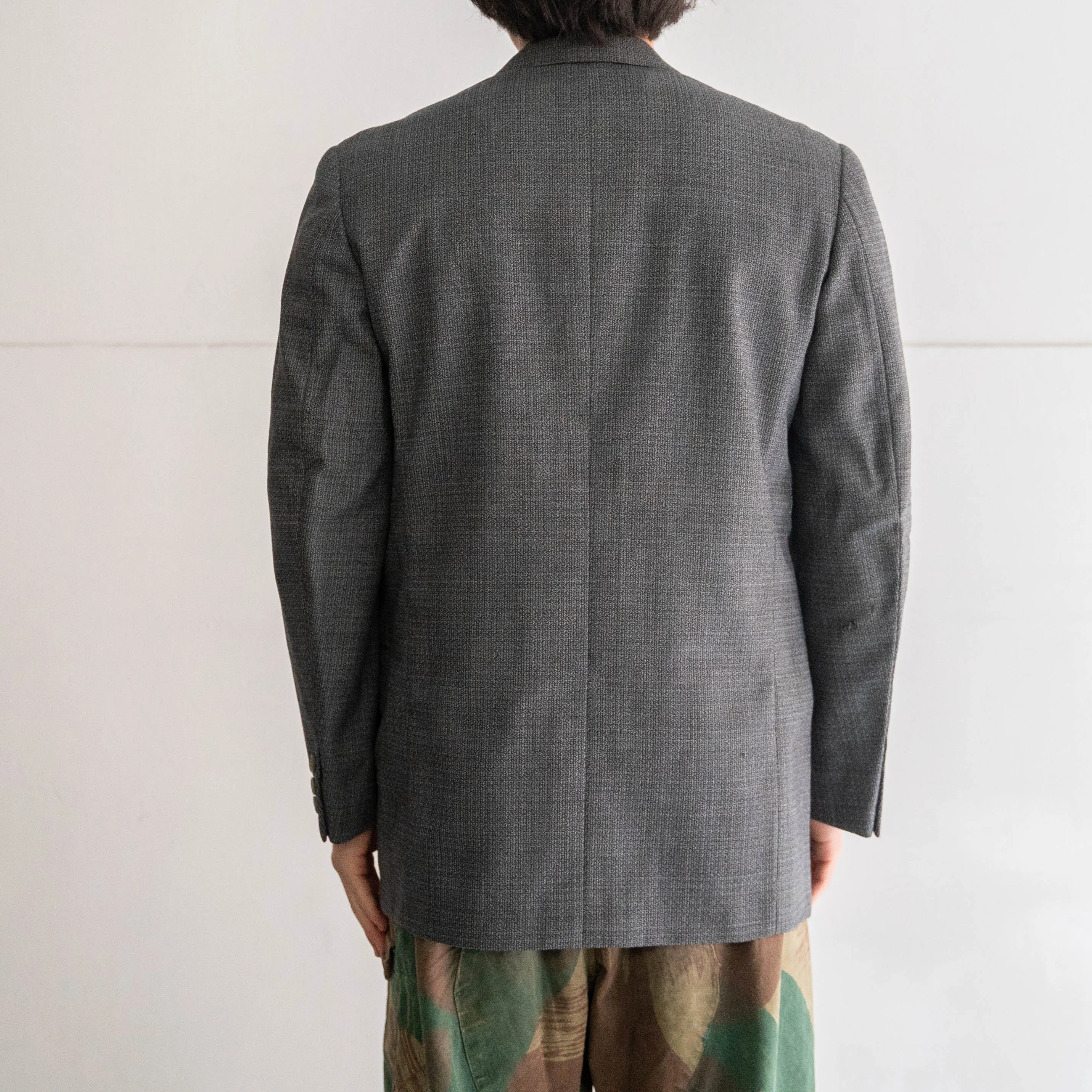 1960-70s Japan vintage gray based digital dot? tailored jacket