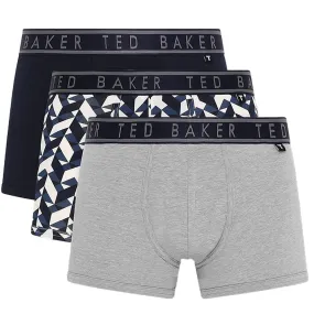 3-Pack Cotton Trunks Mens Navy/Chevron/Heather Grey