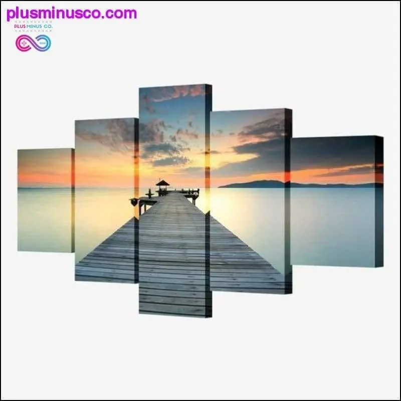 5 piece the sunset wall art dusk pier decorative canvas