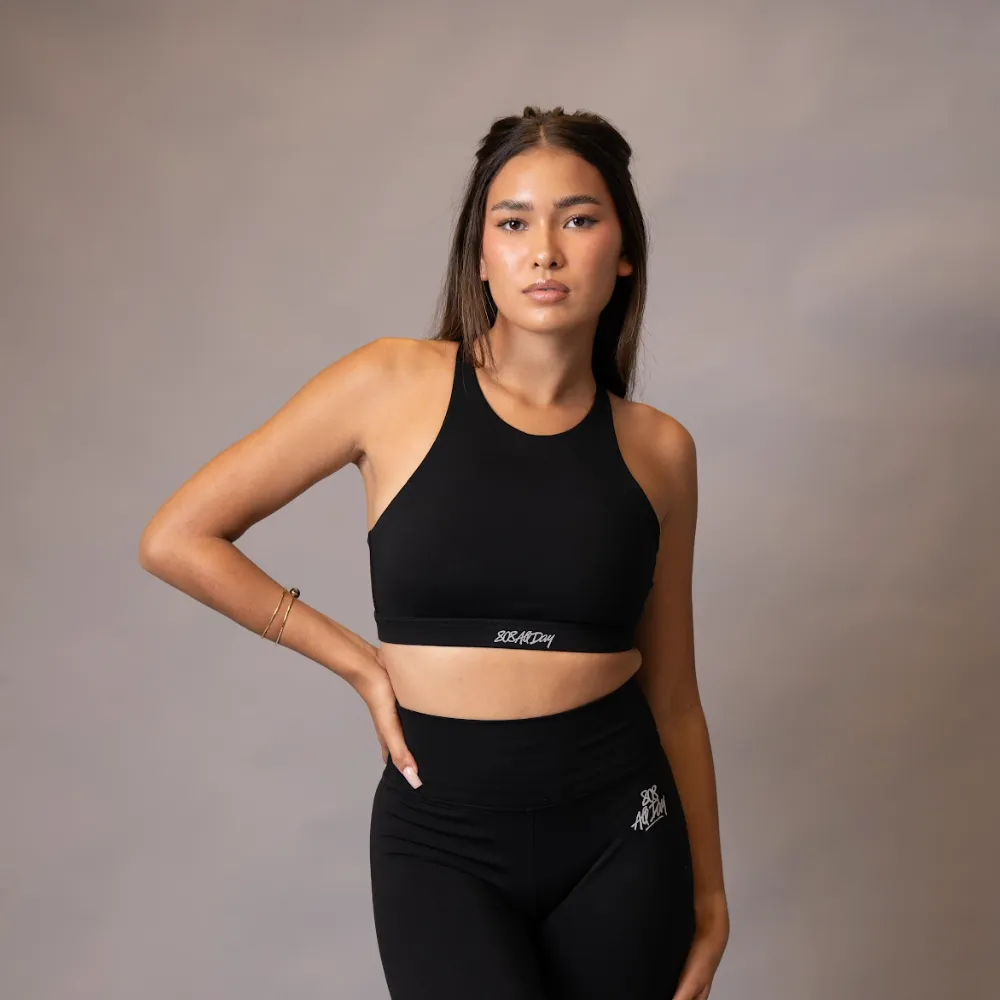 808ALLDAY Women's Black Halter Sports Bra