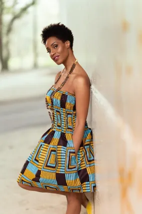 African Dress In Blue Kente