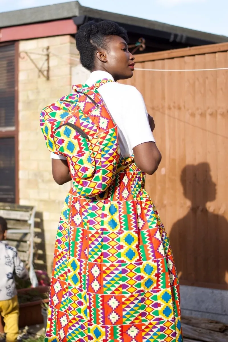 African Print Skirt in Orange Kente Print - Festival Skirt