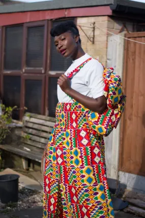 African Print Skirt in Orange Kente Print - Festival Skirt