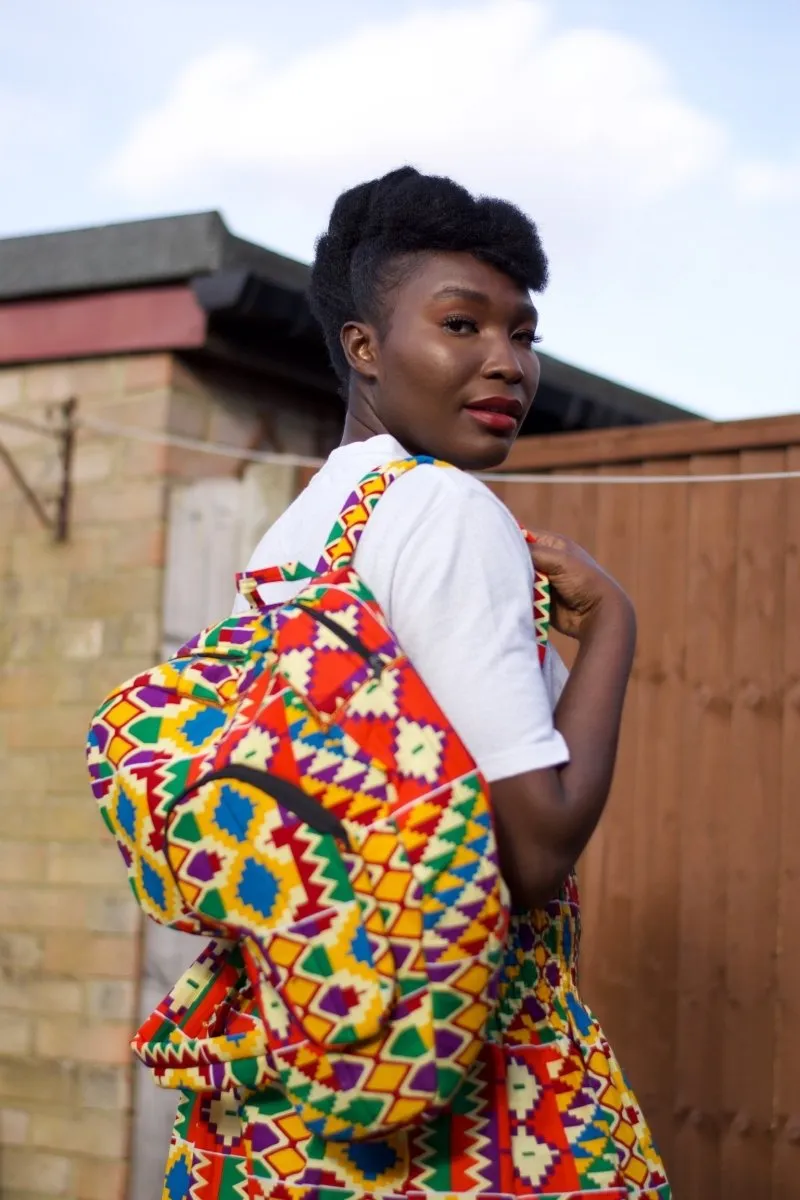 African Print Skirt in Orange Kente Print - Festival Skirt