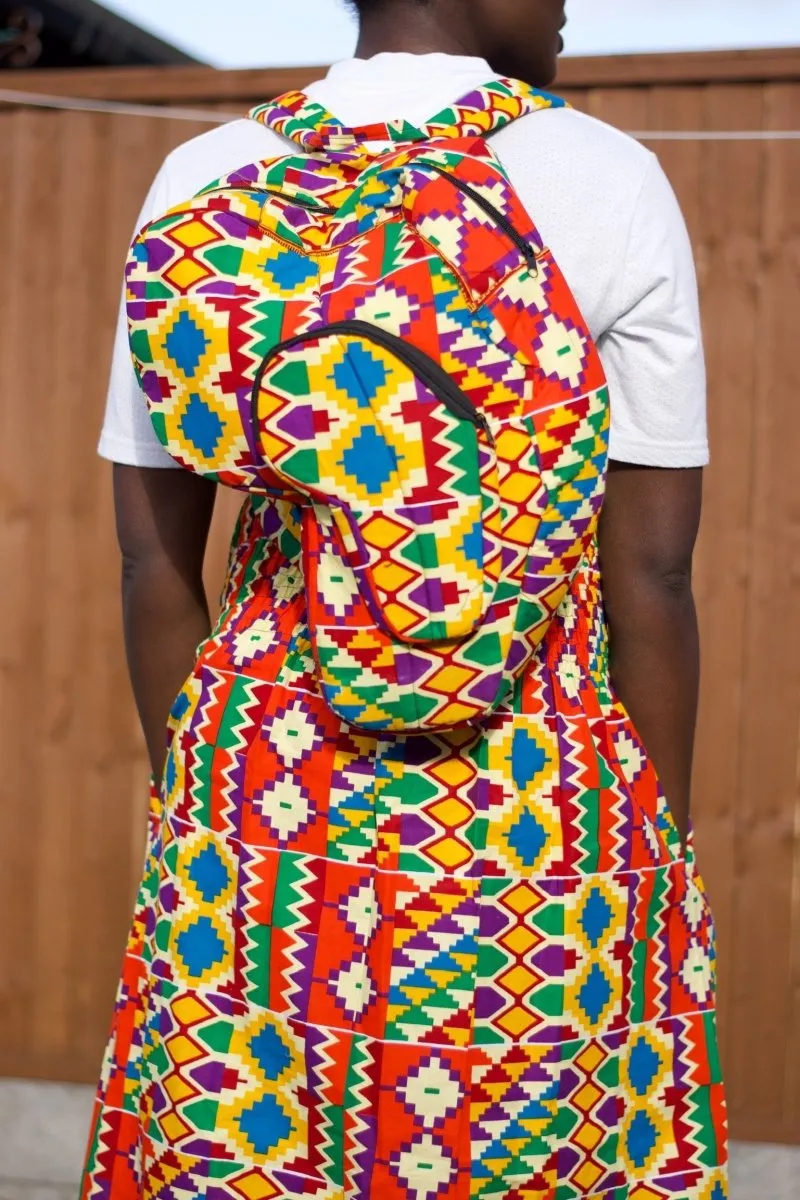 African Print Skirt in Orange Kente Print - Festival Skirt