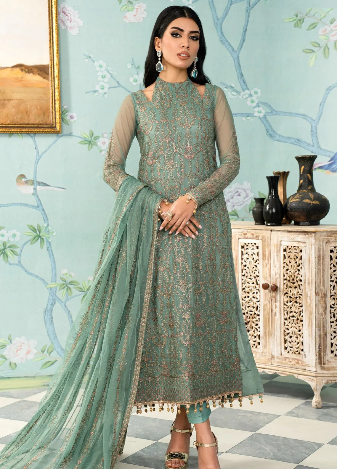 Afsanah by Zarif Embroidered Net 3 Piece Unstitched Suit ZF24AF ZAF-11 ABSHAAR