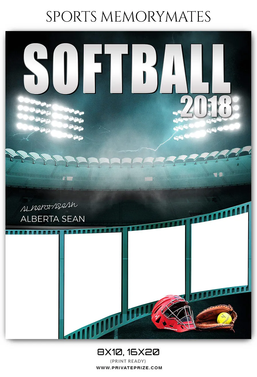 Alberta Sean Softball Sports Memory Mates Photoshop Template