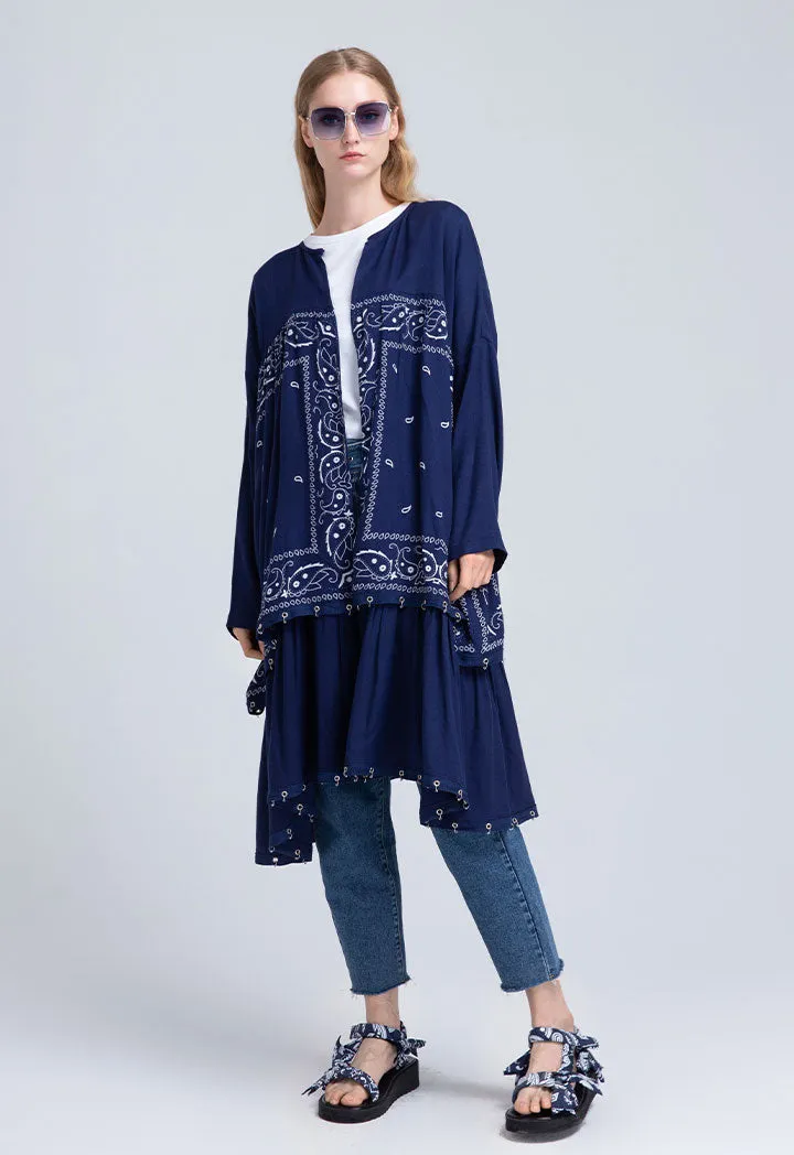 Allover Printed High Low Outerwear