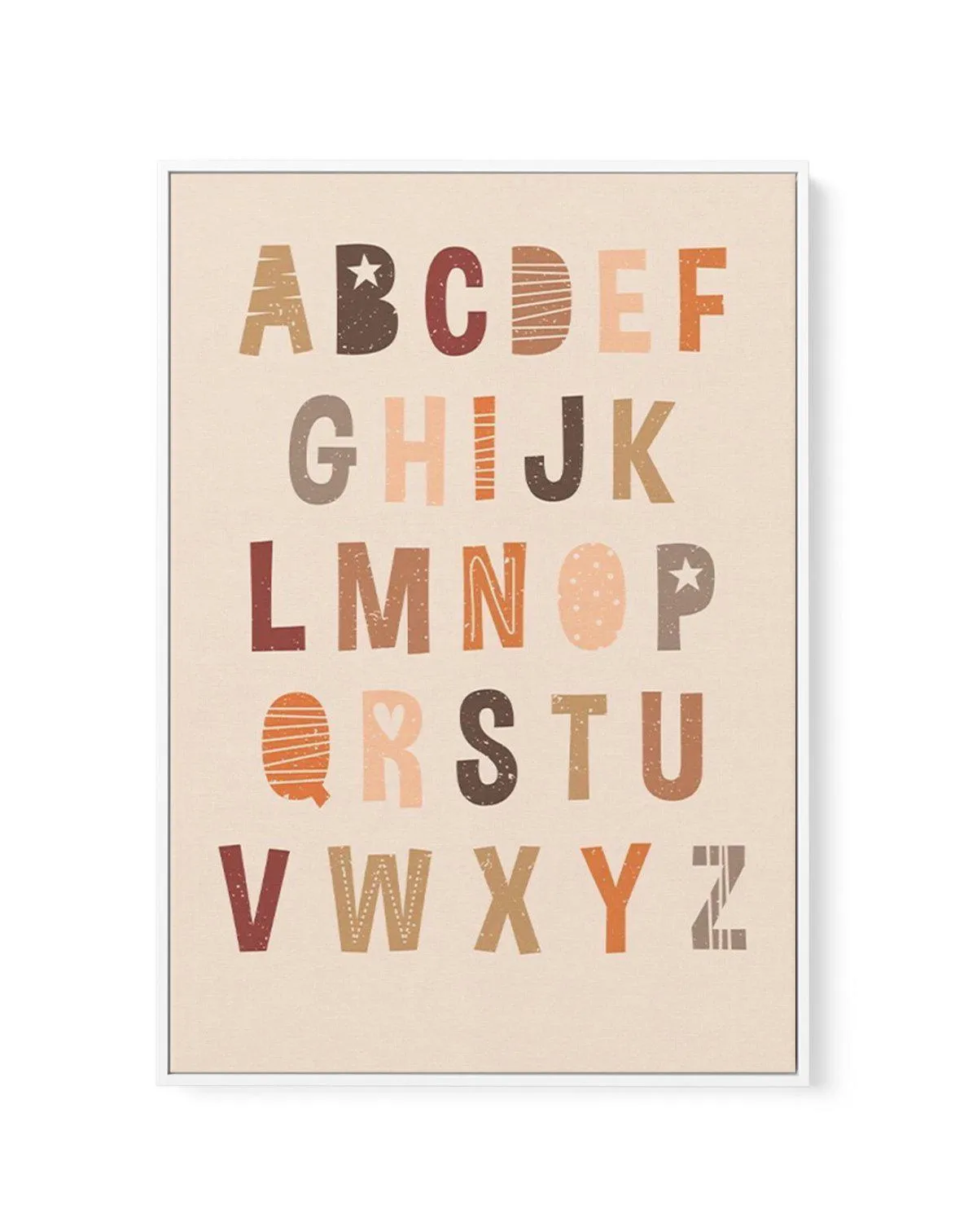 Alphabet | Peach Pop | Framed Canvas Art Print