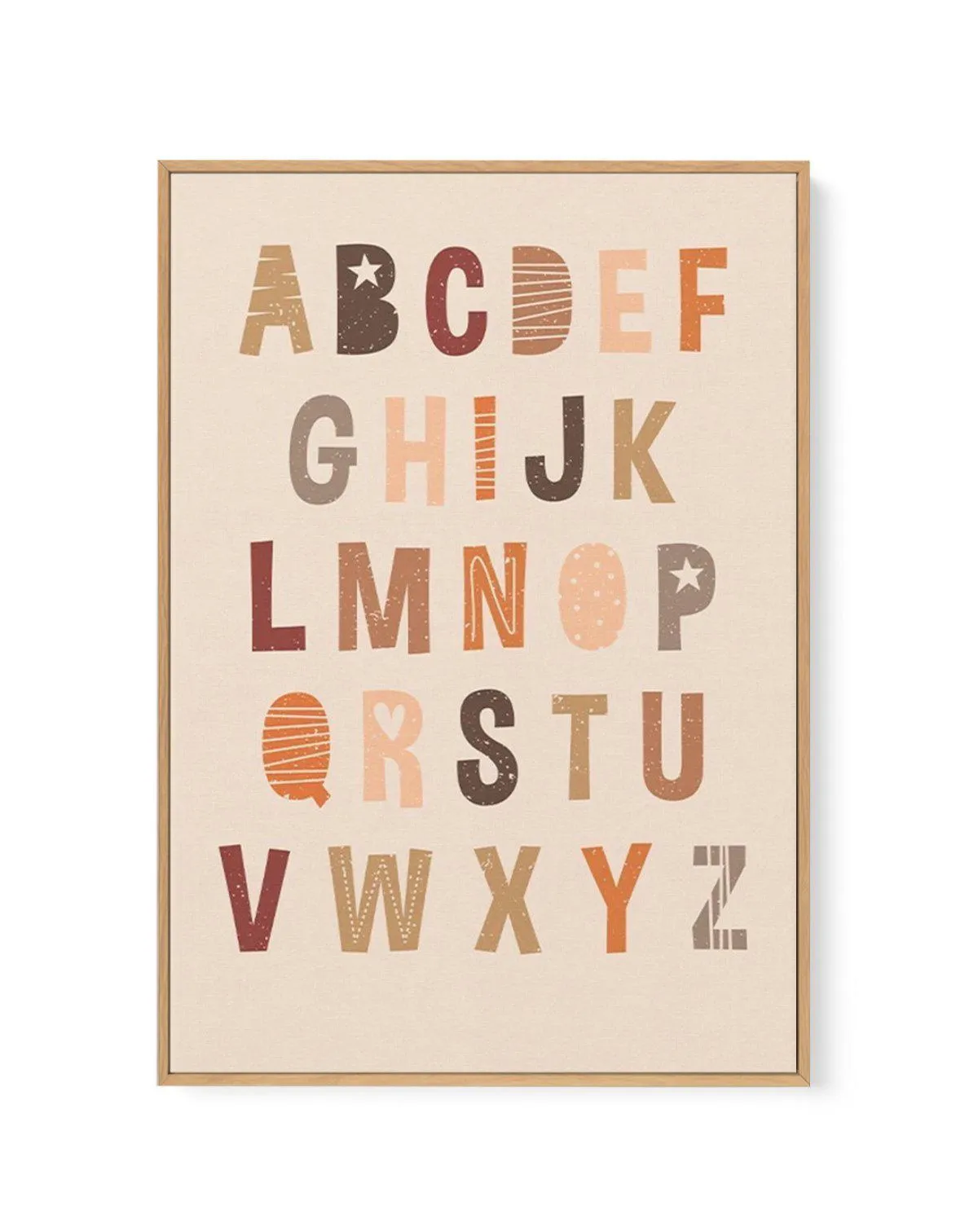 Alphabet | Peach Pop | Framed Canvas Art Print