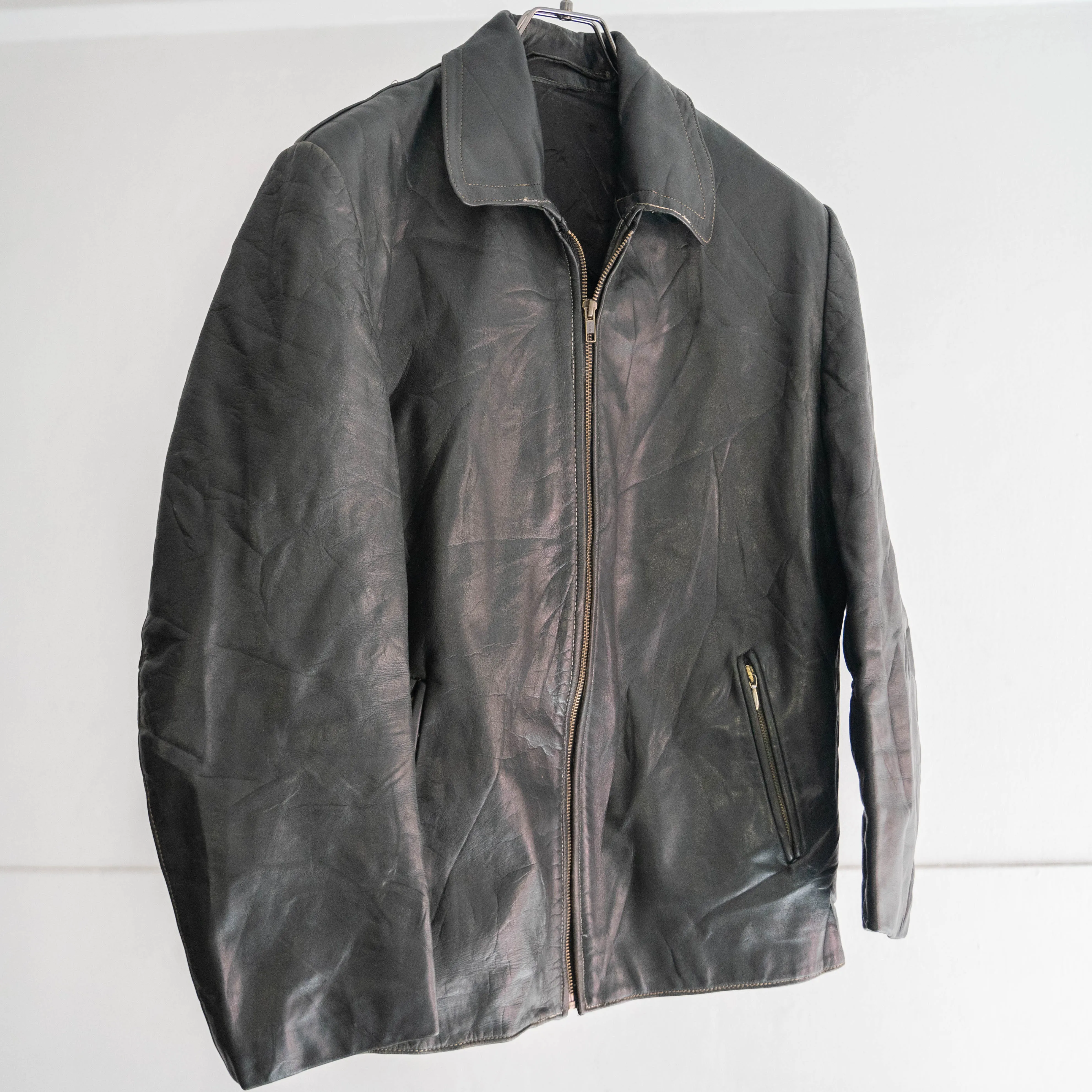 around 1960-70s Germany dark green cow leather jacket 'plane looks'