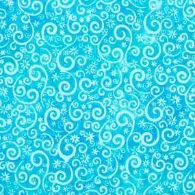 Artisan Batiks - Snowscape Swirls Aqua Metallic Yardage