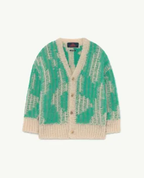 Arty Racoon Kids Cardigan Green