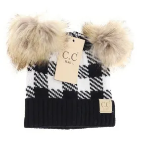 BABY Buffalo Check Double Pom C.C Beanie