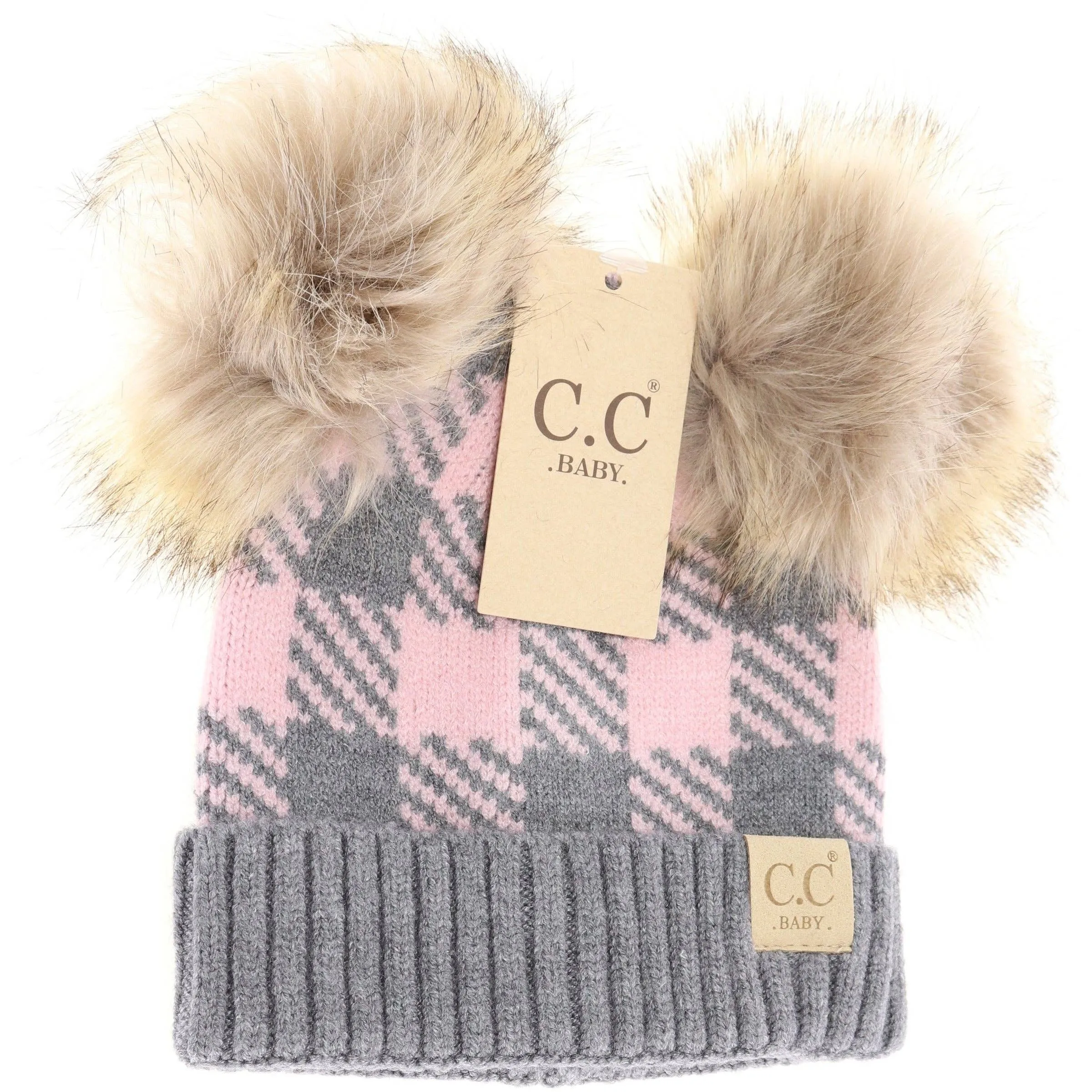 BABY Buffalo Check Double Pom C.C Beanie