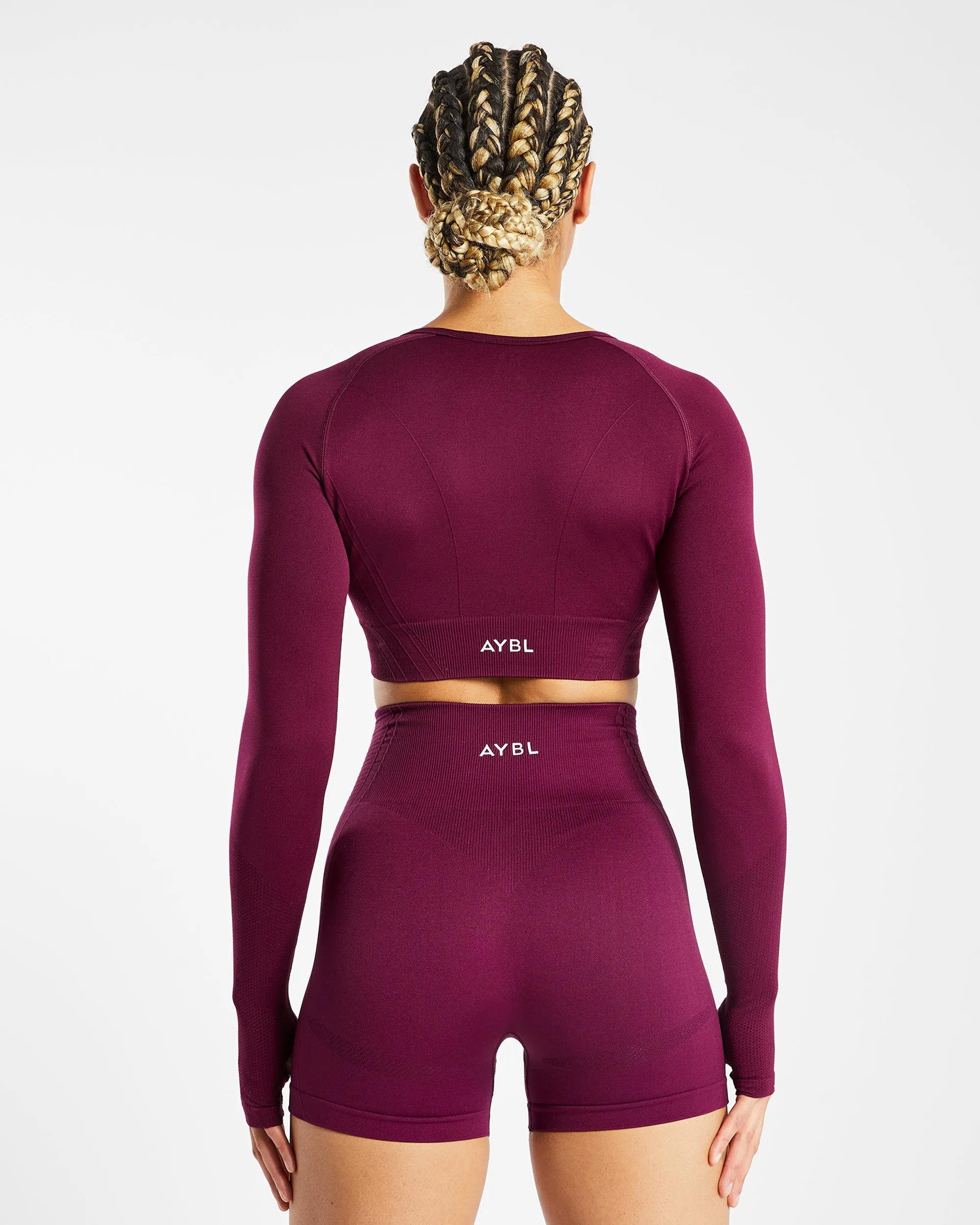 Balance V2 Seamless Long Sleeve Crop Top - Purple Wine