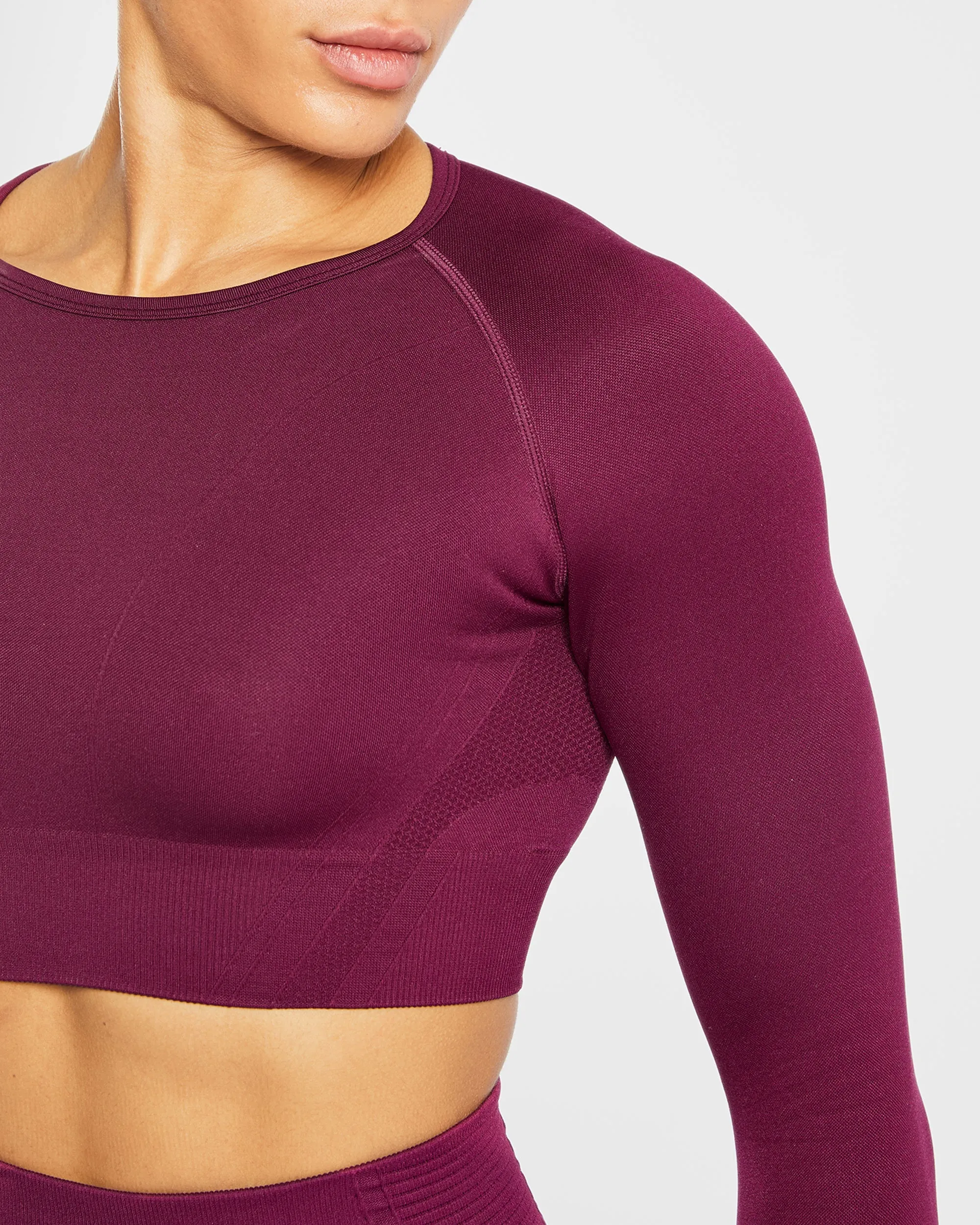 Balance V2 Seamless Long Sleeve Crop Top - Purple Wine