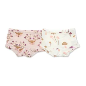 Bamboo Girls Boyshorts 2 pack (Mushroom Meadow Print/Blooming Deer Print)