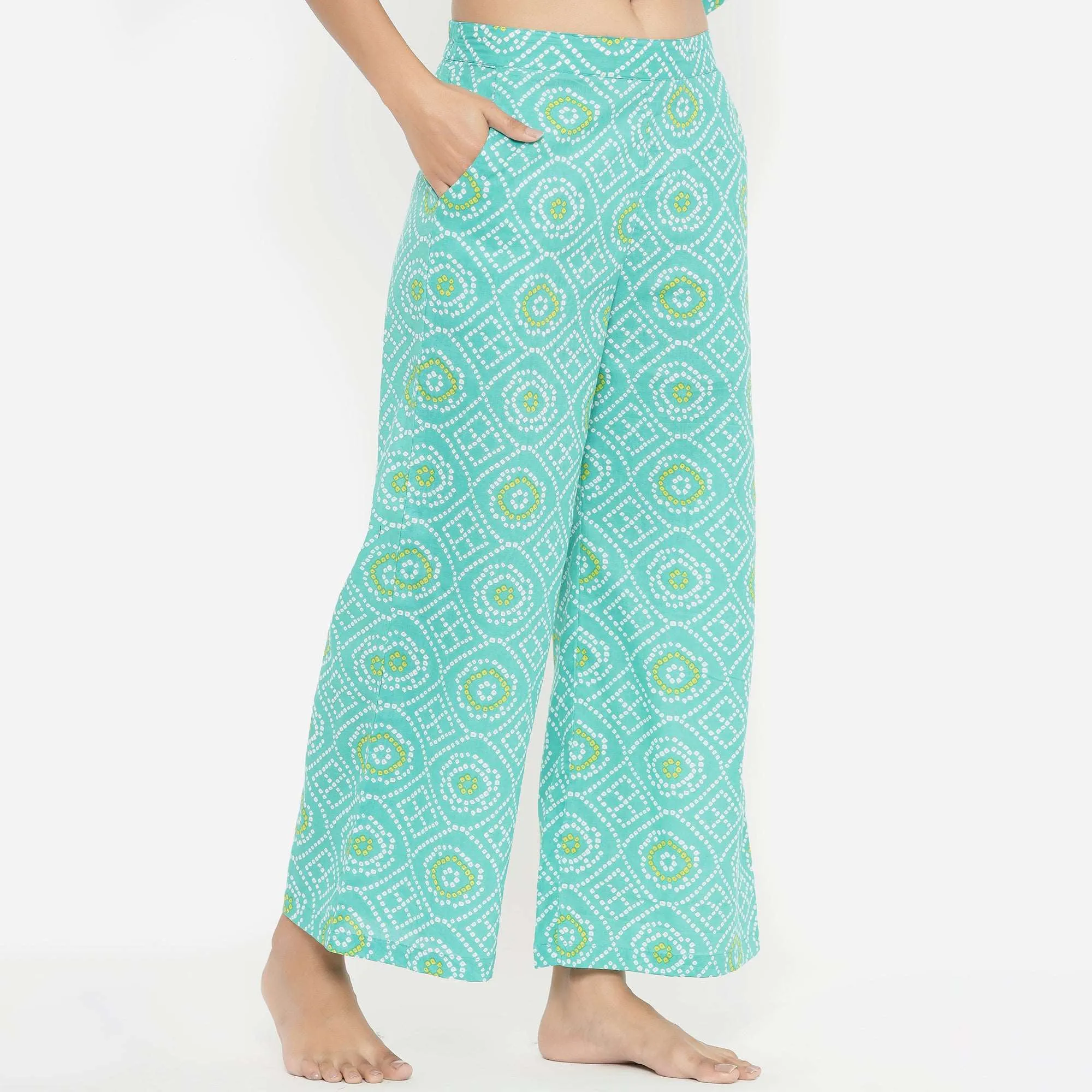 Bandhani On Sea Green Loungewear