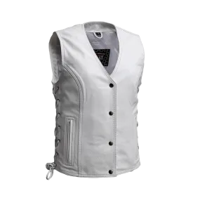 Beryl - Women's Motorcycle Leather Vest - White