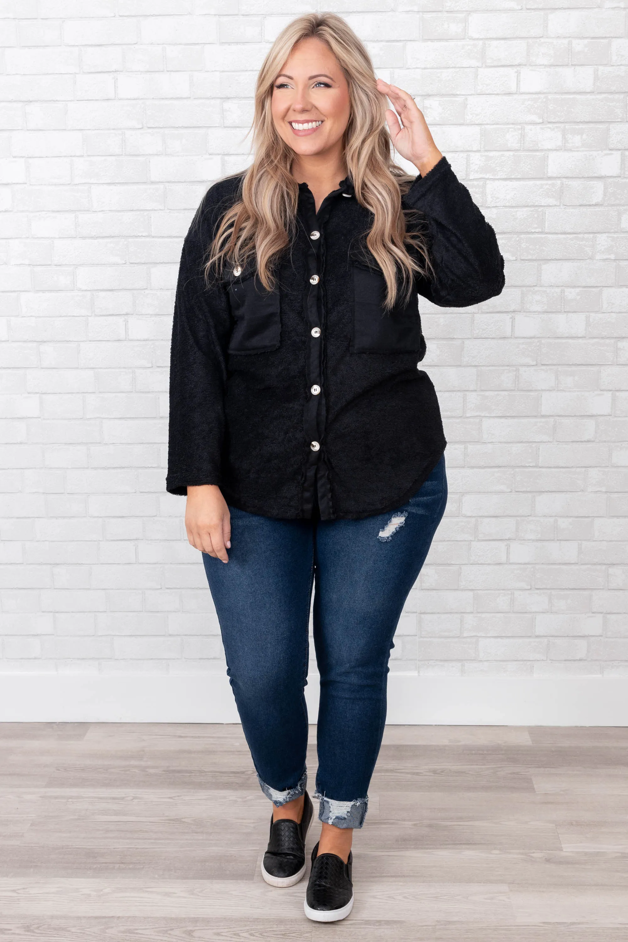 Best Of Both Worlds Shirt Jacket, Black