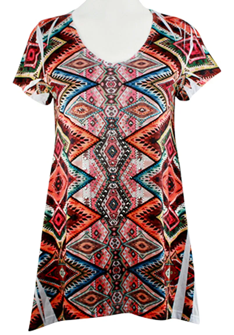 Big Bang Clothing Company - Native Life, Short Sleeve V-Neck Asymmetric Hem Top