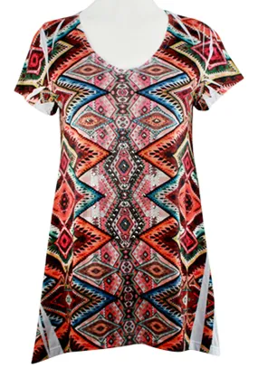 Big Bang Clothing Company - Native Life, Short Sleeve V-Neck Asymmetric Hem Top