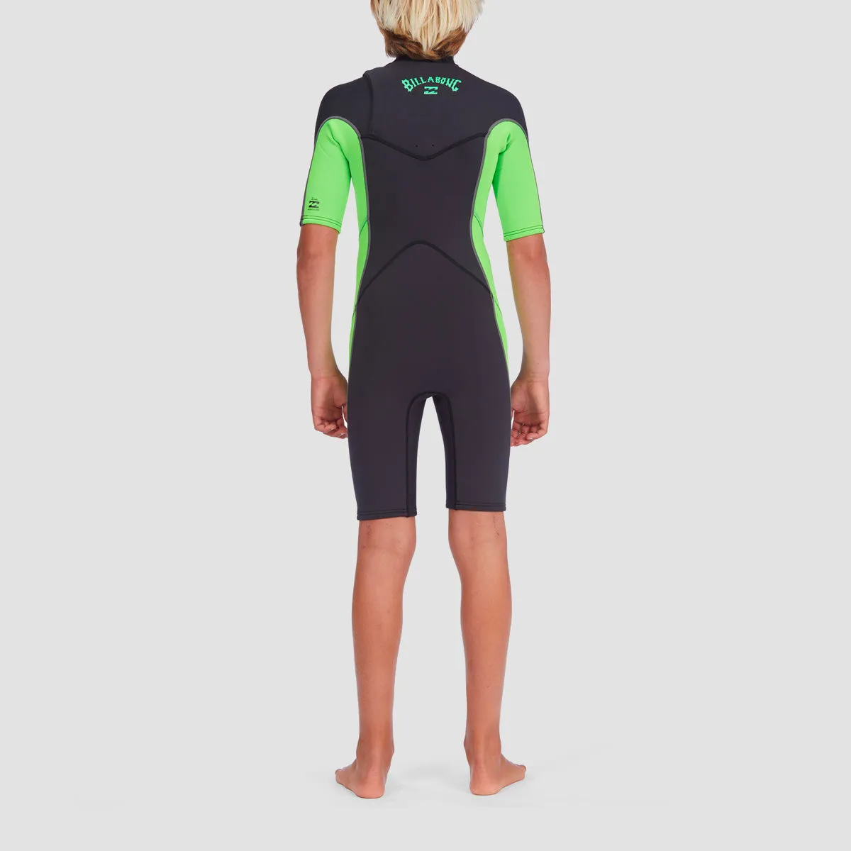 Billabong Absolute 2/2mm Chest Zip Shorty Wetsuit Neon Green - Kids