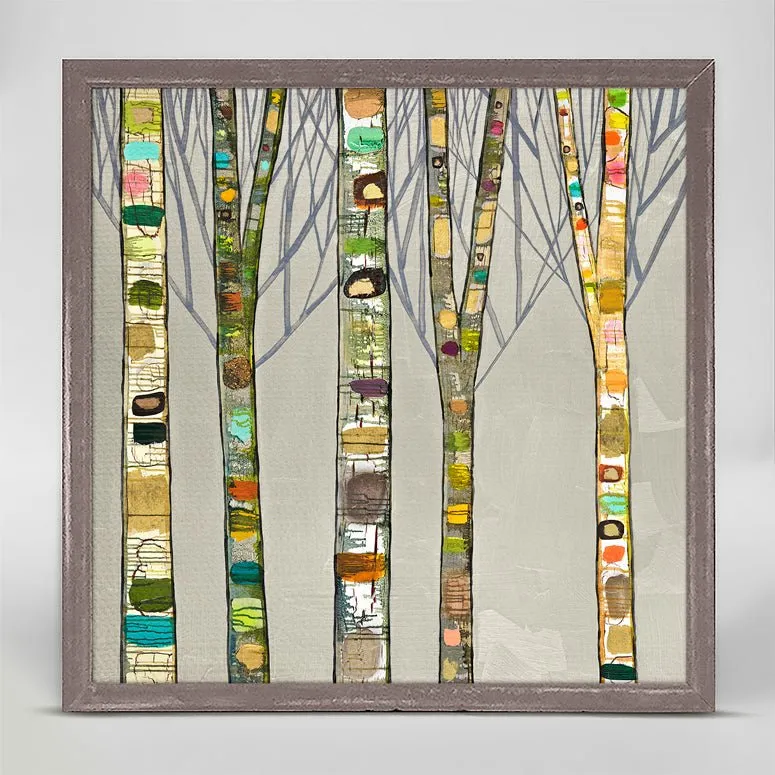 Birch Trees on Silver Mini Framed Canvas