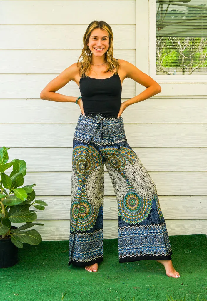 Black Psychedelic Palazzo Wrap Pants