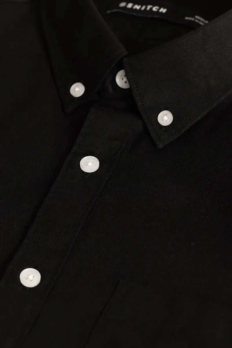 Black Solid Oxford Shirt