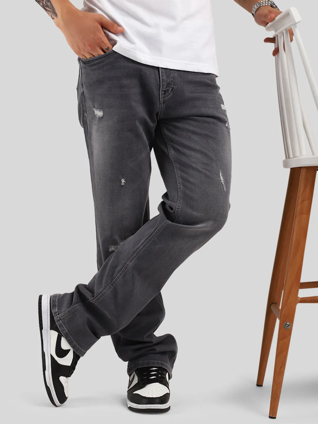 Bloom Grey Straight Fit Jeans