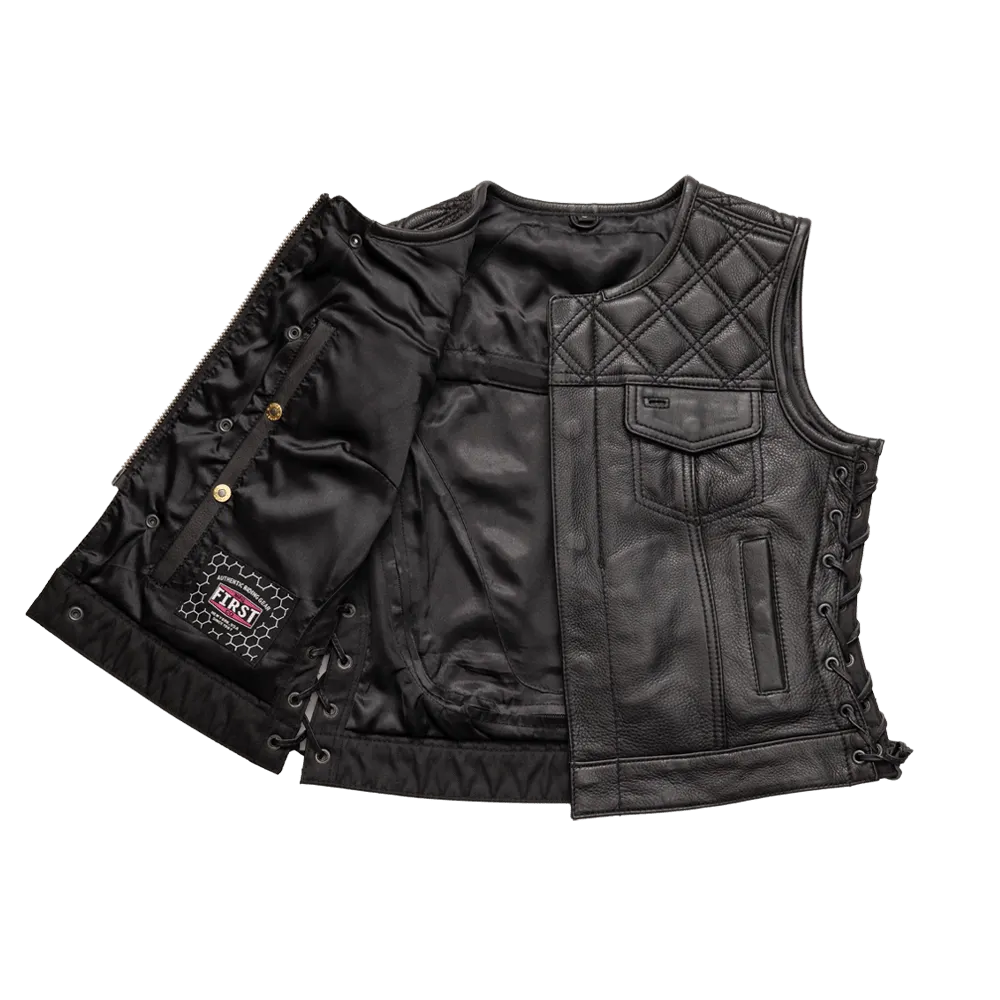 Bonnie - Women's Motorcycle Leather Vest - Diamond Quilt