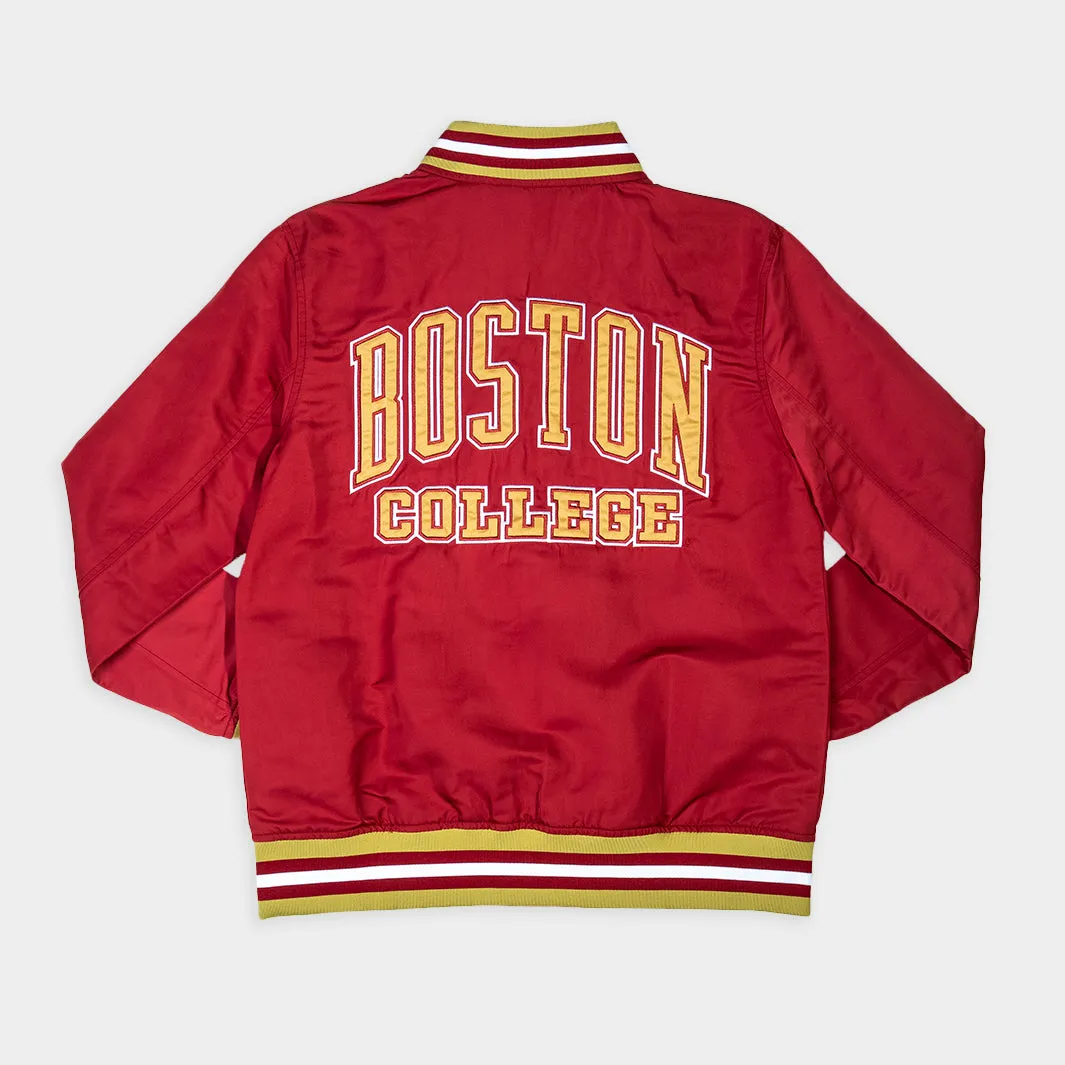 Vintage-Style Boston College Bomber Jacket with Retro BC Logo