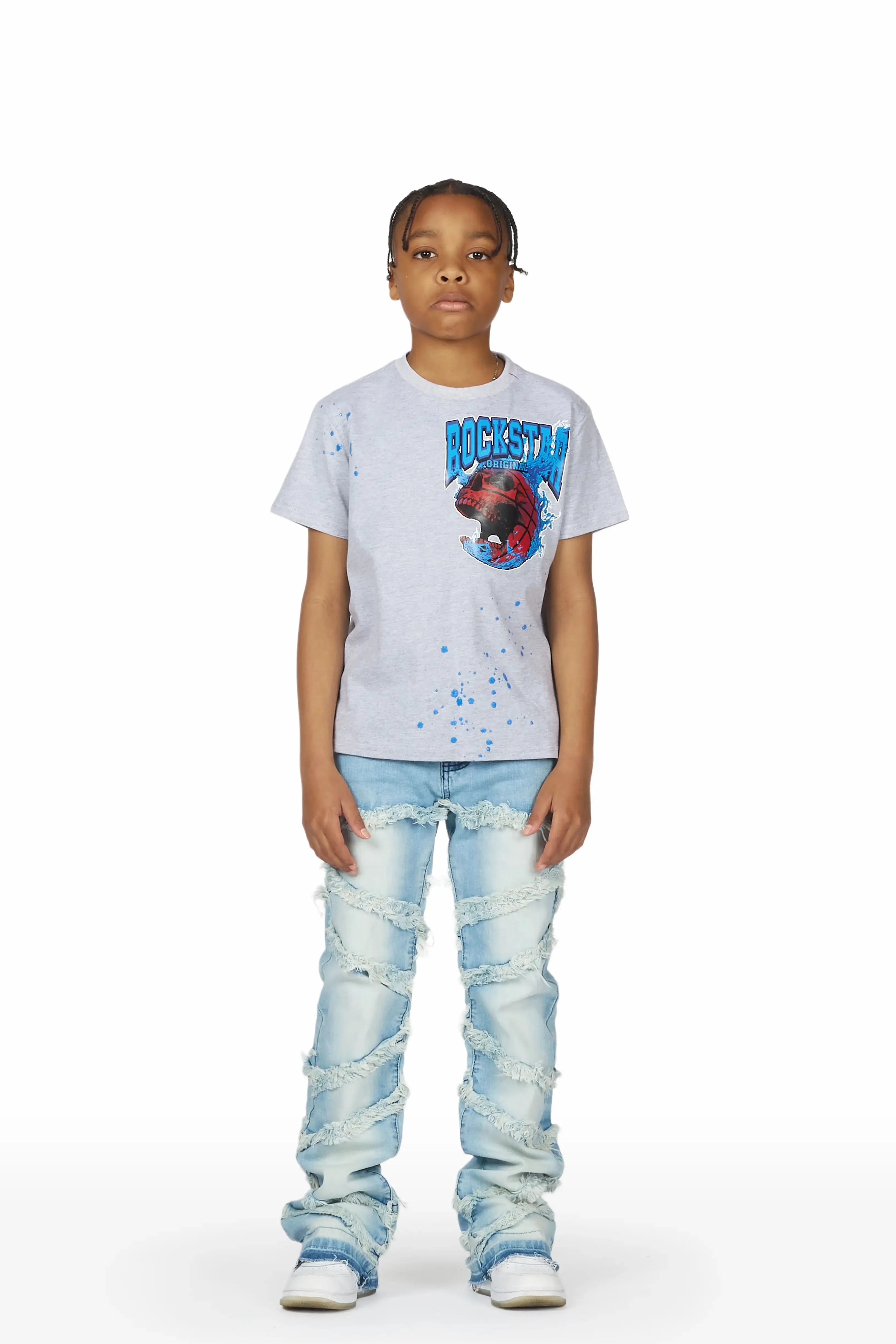 Boys Norbert Blue Stacked Flare Jean