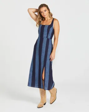 Cailee Midi Dress - Navy Stripe