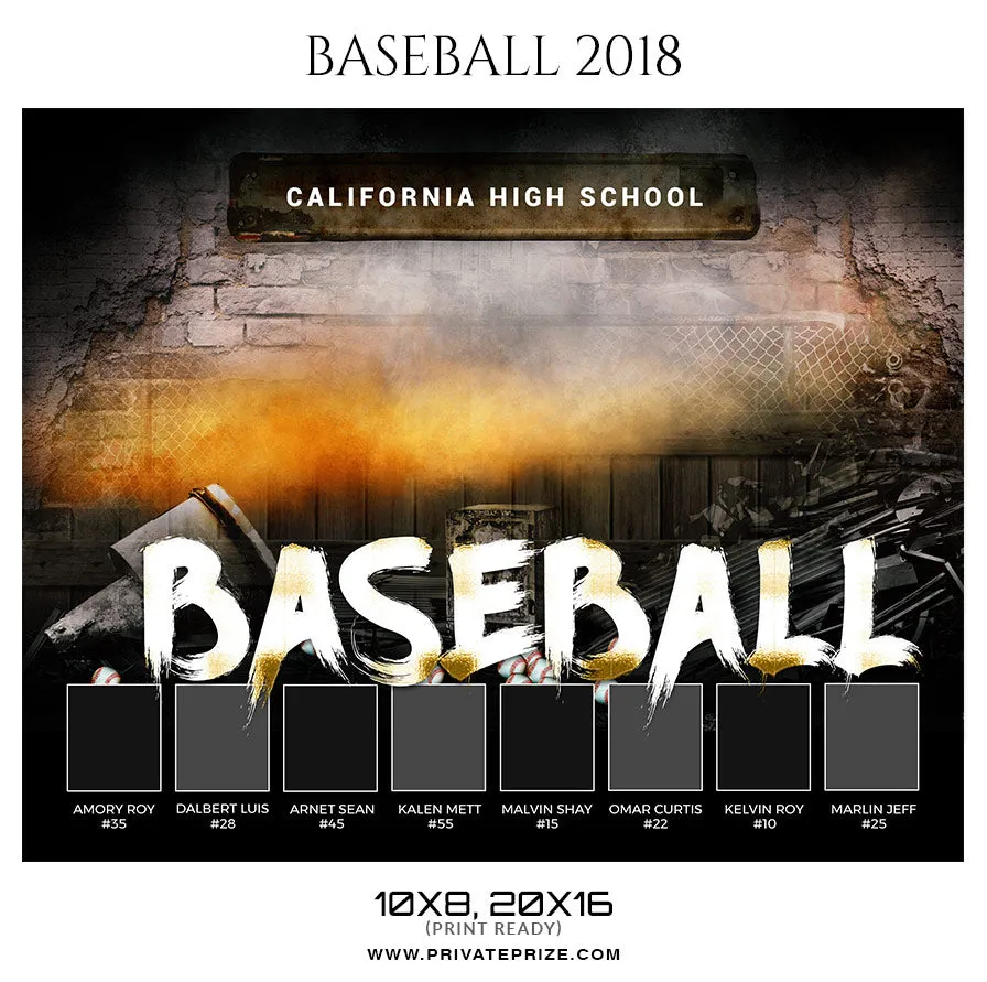 California High School Baseball Themed Sports Photography Template