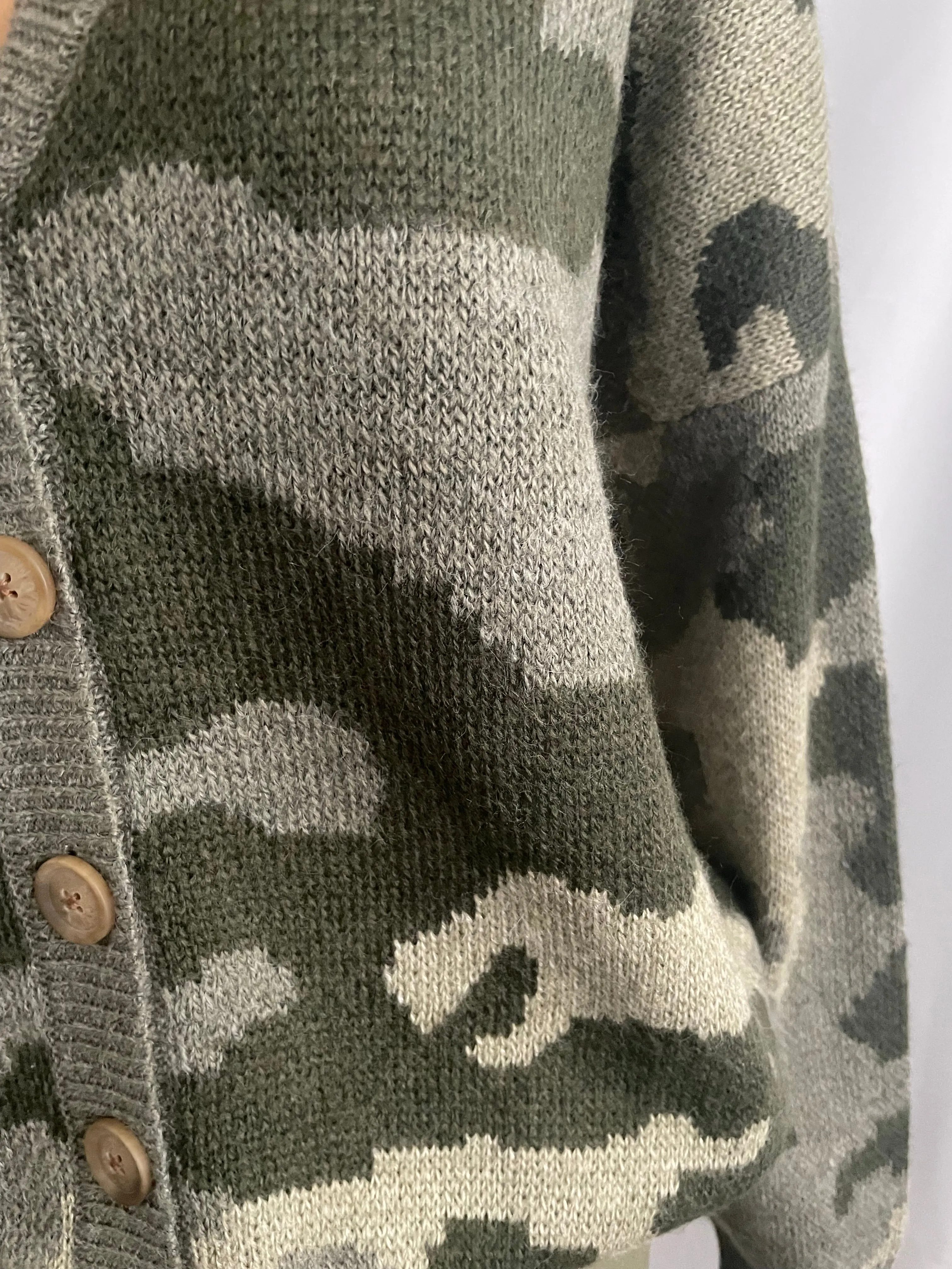 Camo Cardigan-Olive Multi-ND-XL