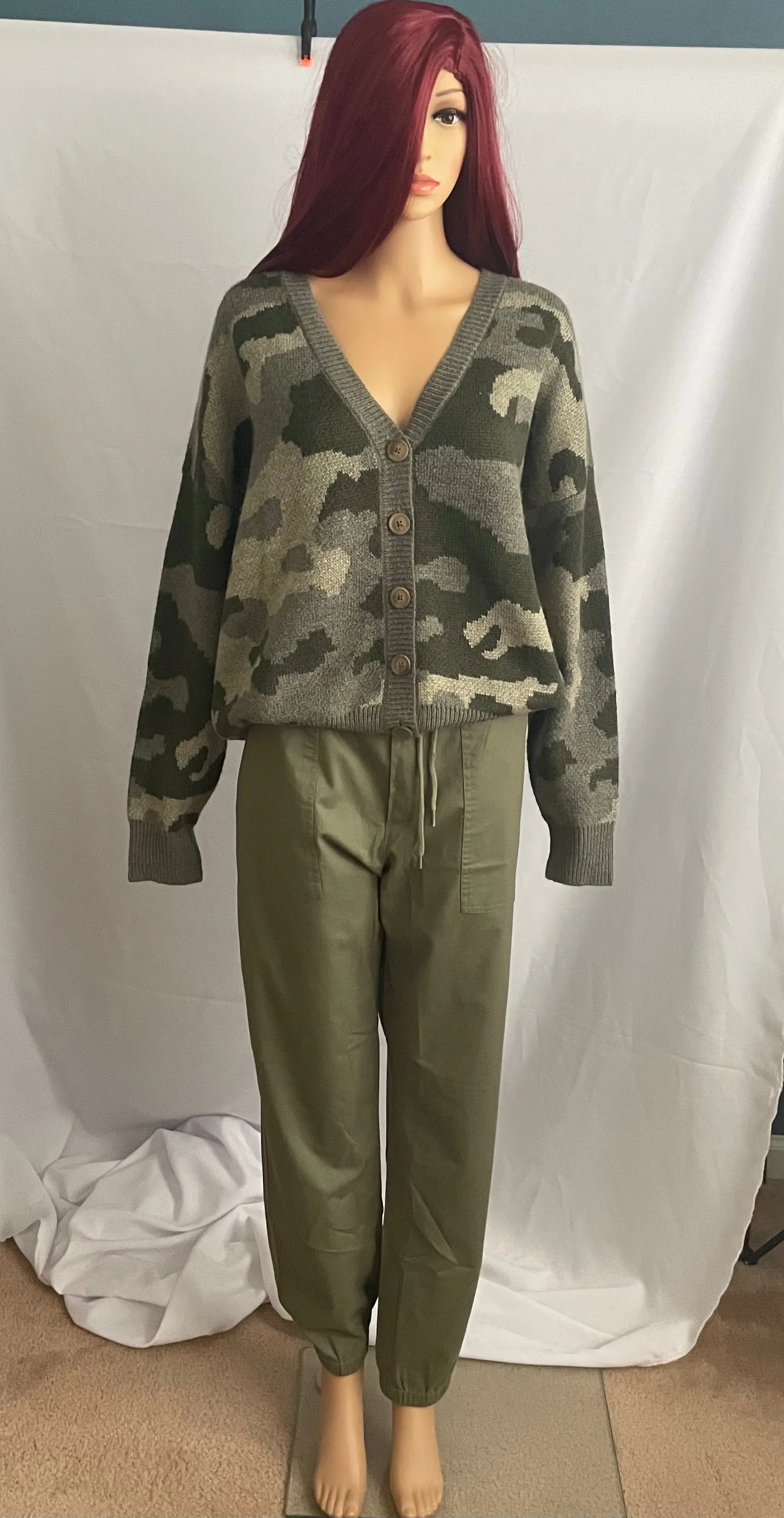 Camo Cardigan-Olive Multi-ND-XL