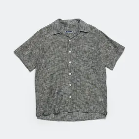 White & Black Woven Camp Shirt