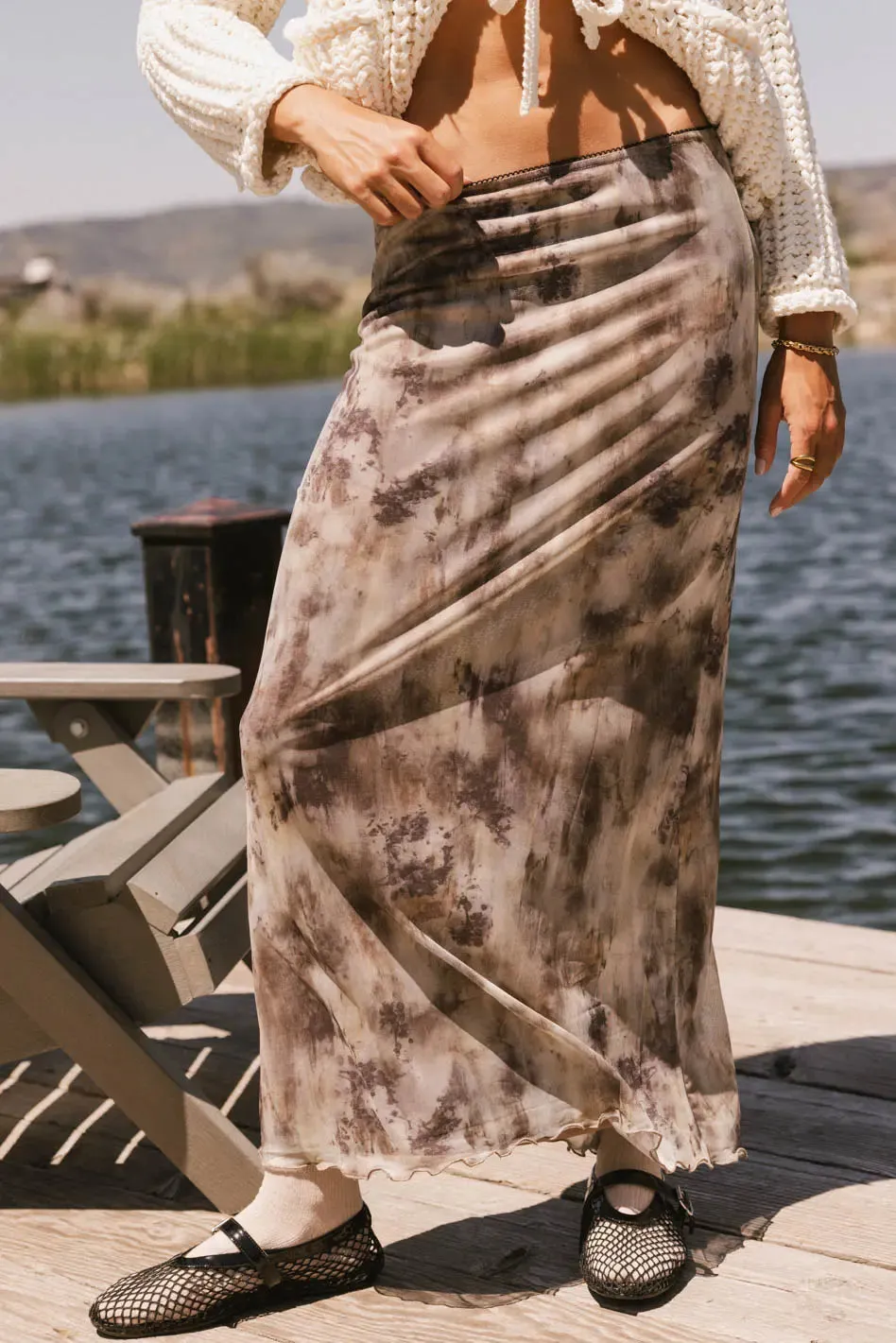 Chandler Abstract Maxi Skirt in Brown