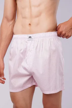 Check Woven Boxer Shorts - Pink Micro