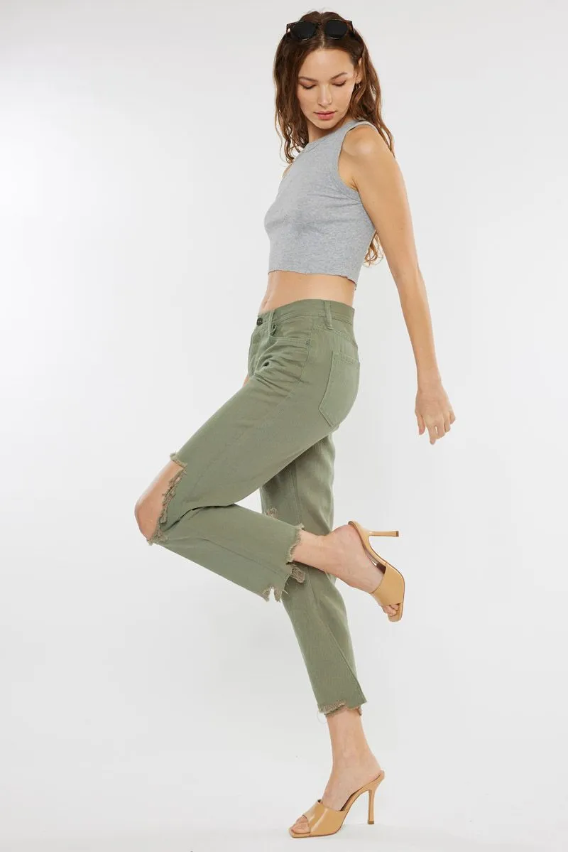 Claire High Rise Straight Jeans Olive