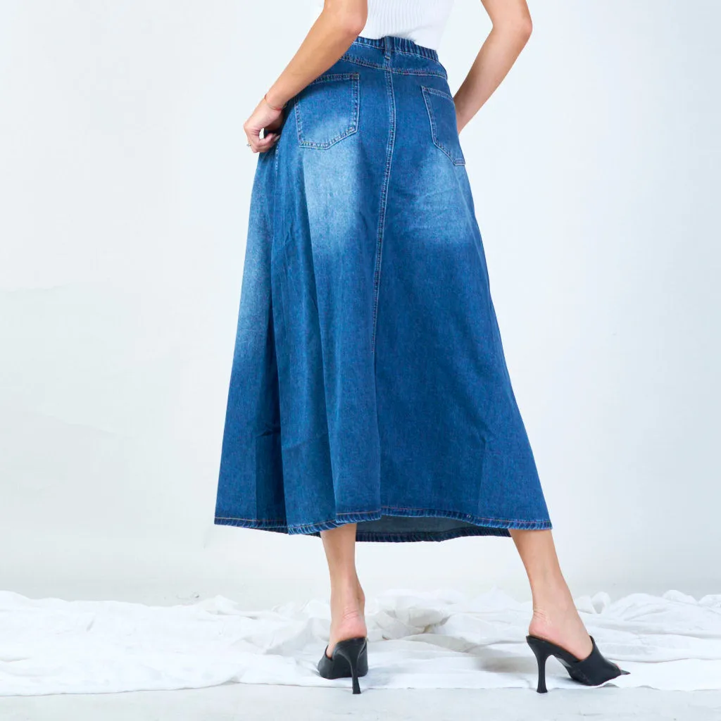 Classic denim midi skirt wholesale