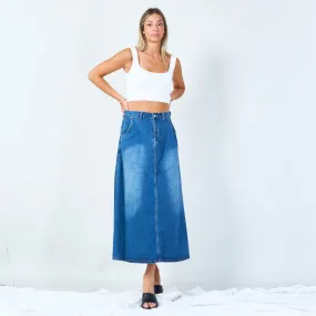 Classic denim midi skirt wholesale