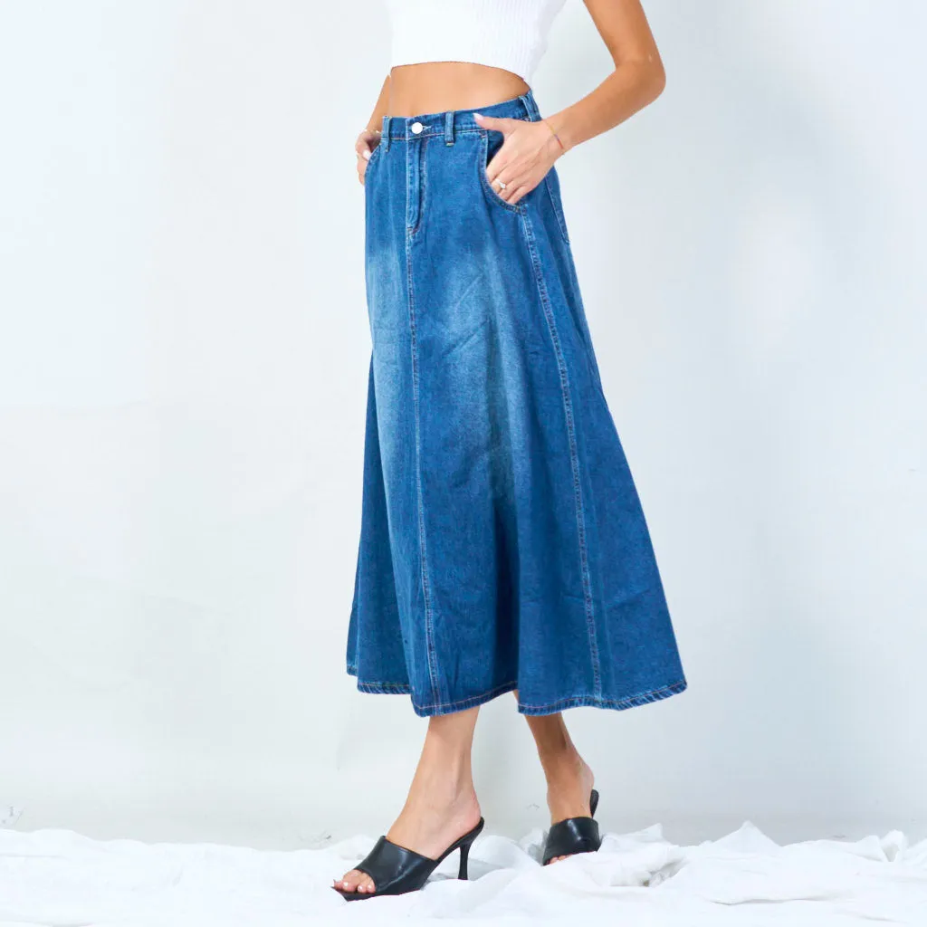 Classic denim midi skirt wholesale