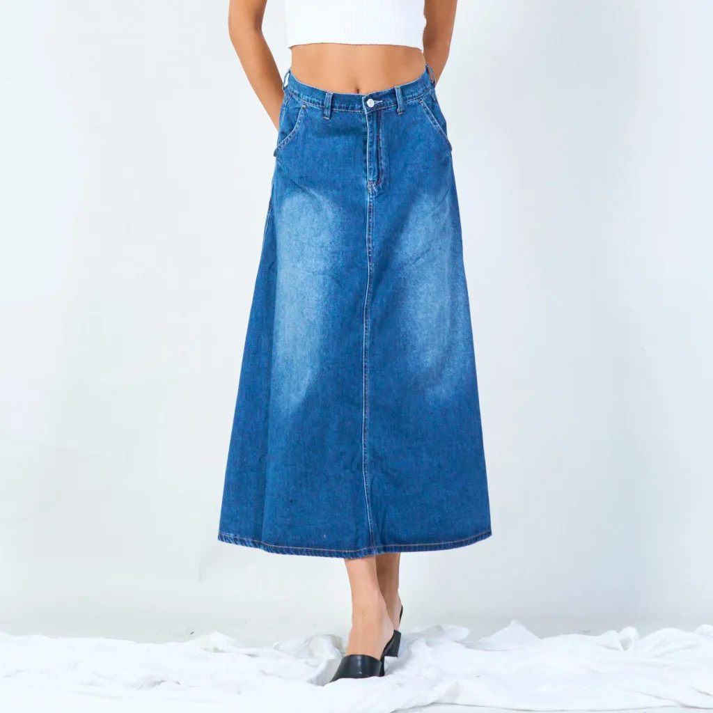 Classic denim midi skirt wholesale